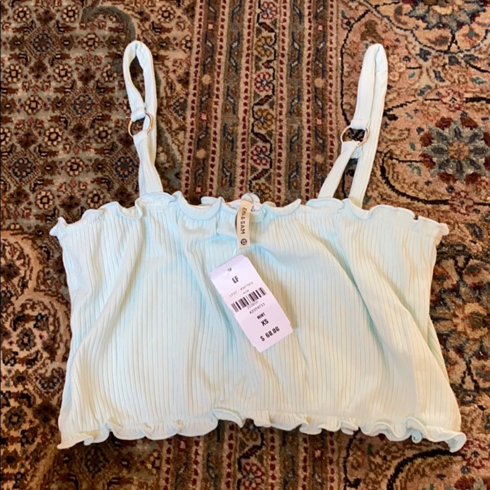 NWT Emma & Sam Mint Metal Ring Crop Tank